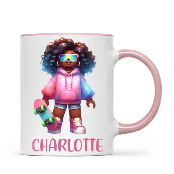 Cool Skater Girl - Personalised Kids Mug