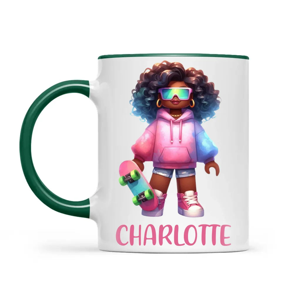 Cool Skater Girl - Personalised Kids Mug