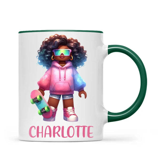 Cool Skater Girl - Personalised Kids Mug