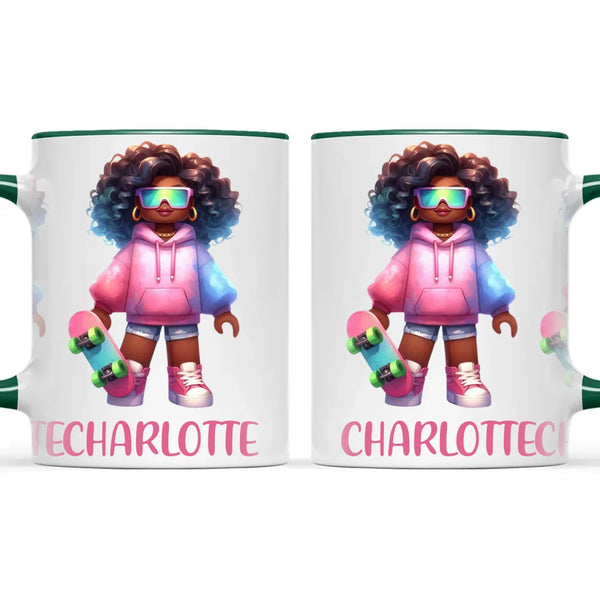 Cool Skater Girl - Personalised Kids Mug