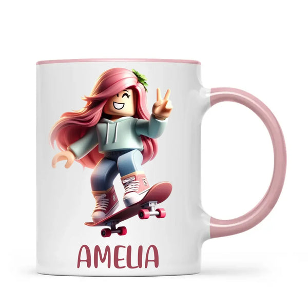 Gamer Skater Girl - Personalised Kids Mug