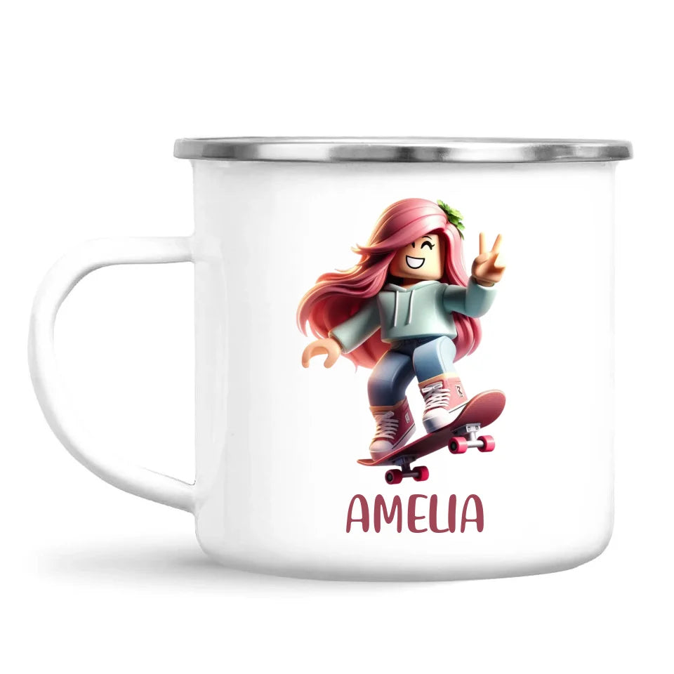 Gamer Skater Girl - Personalised Kids Mug