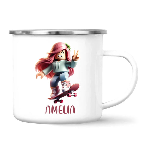 Gamer Skater Girl - Personalised Kids Mug