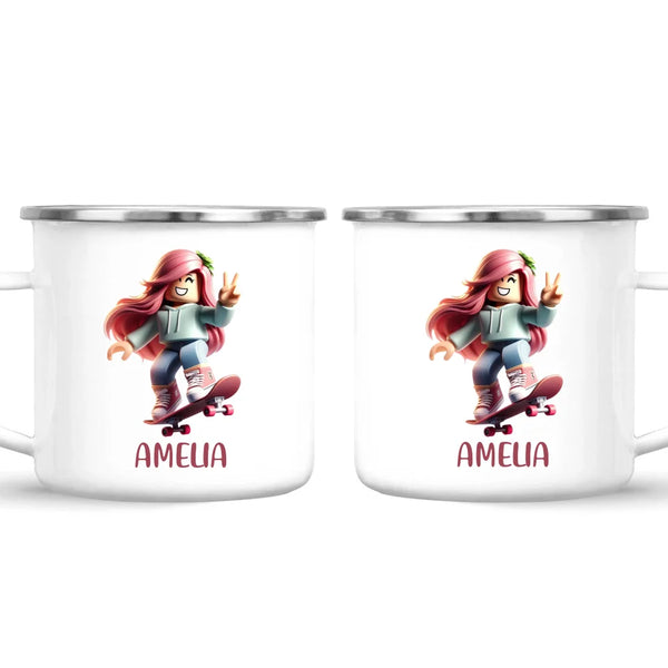 Gamer Skater Girl - Personalised Kids Mug