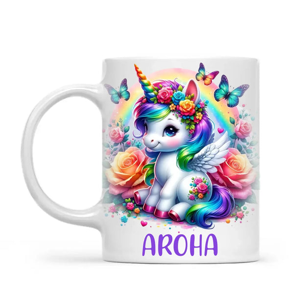 Personalised Unicorn Cup with Name - Custom Rainbow Unicorn Mug for Kids - 11oz, 6oz or Enamel - Magical NZ Gift