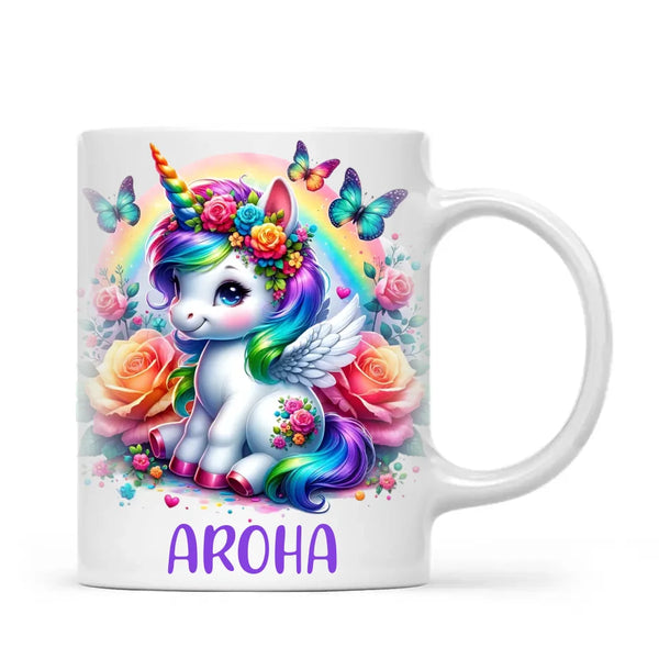 Personalised Unicorn Cup with Name - Custom Rainbow Unicorn Mug for Kids - 11oz, 6oz or Enamel - Magical NZ Gift