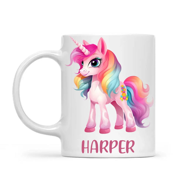 Personalised Unicorn Cup with Name - Custom Kids Unicorn Mug - Rainbow Unicorn Gift for Girls - 11oz, 6oz or Enamel - NZ Made