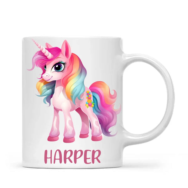 Personalised Unicorn Cup with Name - Custom Kids Unicorn Mug - Rainbow Unicorn Gift for Girls - 11oz, 6oz or Enamel - NZ Made