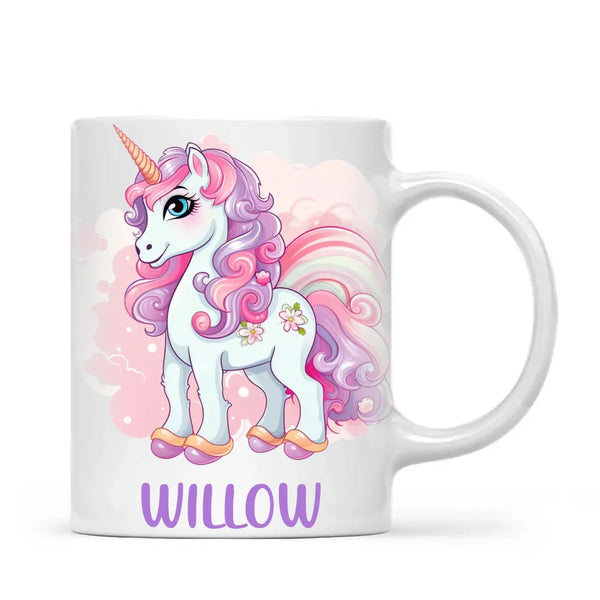 Personalised Unicorn Cup - Custom Kids Name Mug - Pastel Unicorn Gift for Girls - 11oz, 6oz or Enamel - Made in NZ