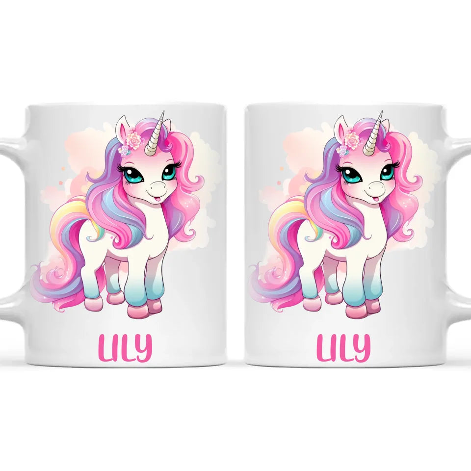 Rainbow Unicorn Delight - Personalised Kids Mug