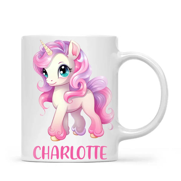 Personalised Unicorn Cup - Custom Name Kids Mug - Pink & Pastel Unicorn Design - Magical Gift for Girls - 11oz, 6oz or Enamel - NZ Made