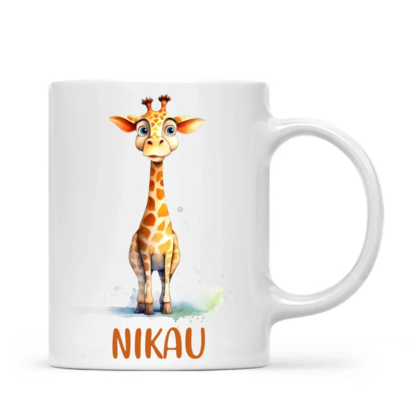 Personalised Giraffe Cup - Custom Name Kids Mug - Cute Animal Safari Gift - 11oz, 6oz or Enamel - NZ Made