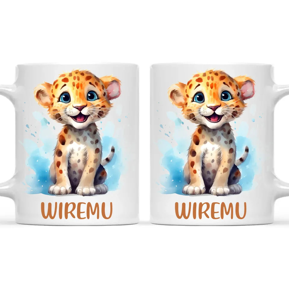 Happy Leopard Cub - Personalised Kids Mug