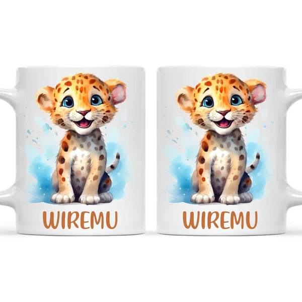 Happy Leopard Cub - Personalised Kids Mug