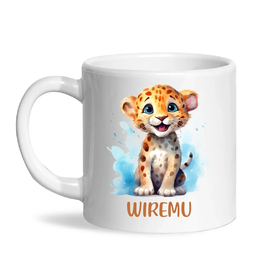 Happy Leopard Cub - Personalised Kids Mug