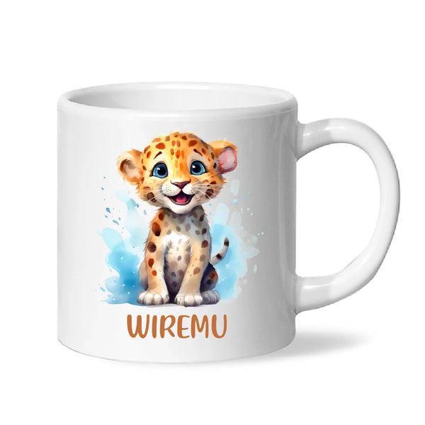 Happy Leopard Cub - Personalised Kids Mug