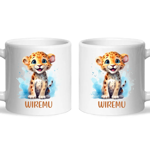 Happy Leopard Cub - Personalised Kids Mug