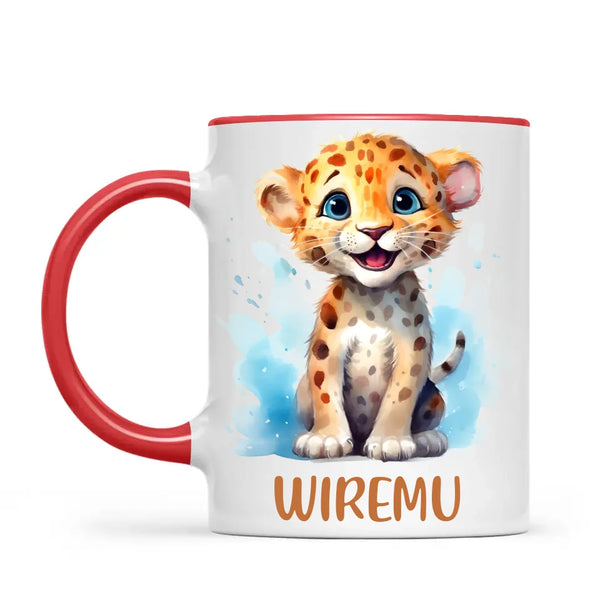 Happy Leopard Cub - Personalised Kids Mug