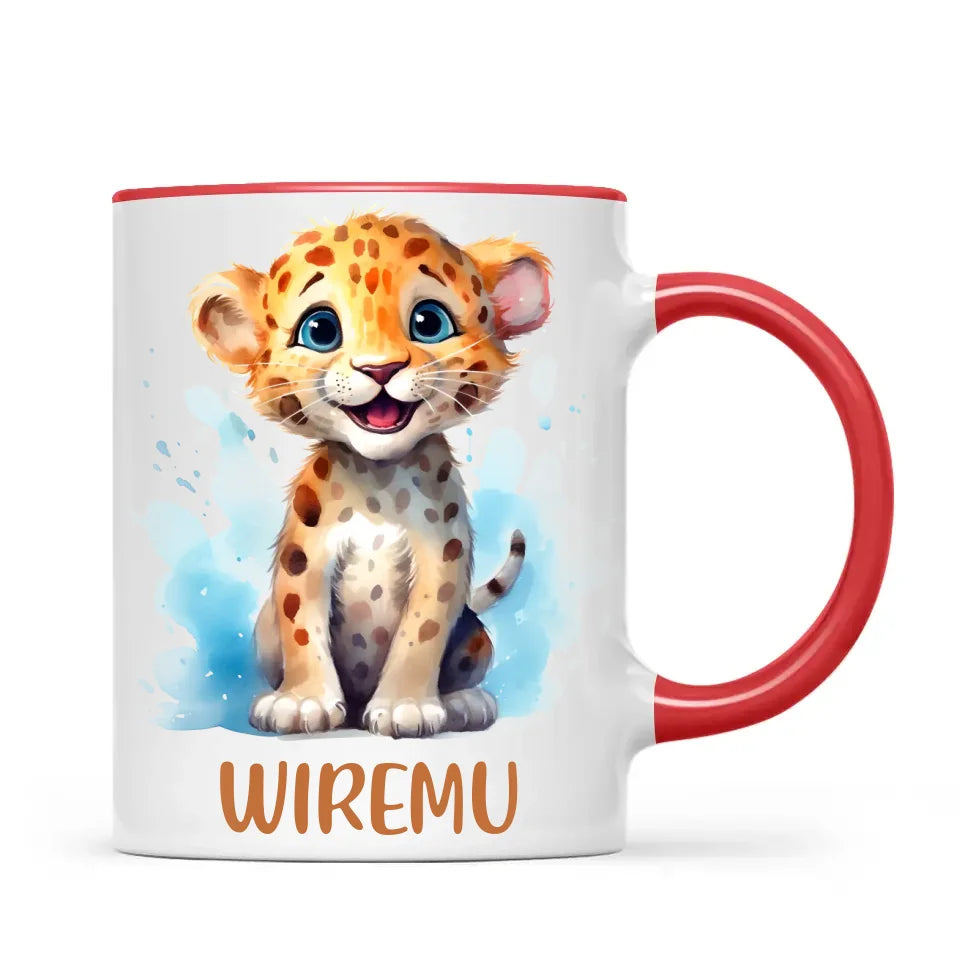 Happy Leopard Cub - Personalised Kids Mug