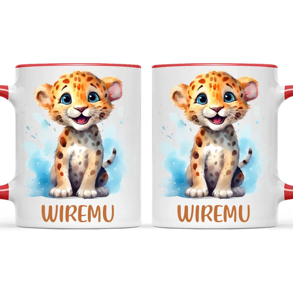 Happy Leopard Cub - Personalised Kids Mug