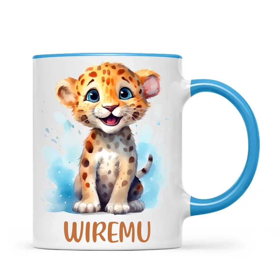 Happy Leopard Cub - Personalised Kids Mug