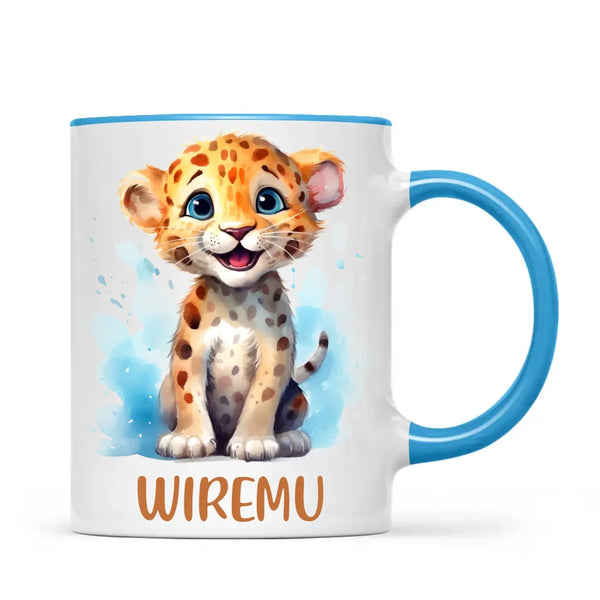 Happy Leopard Cub - Personalised Kids Mug