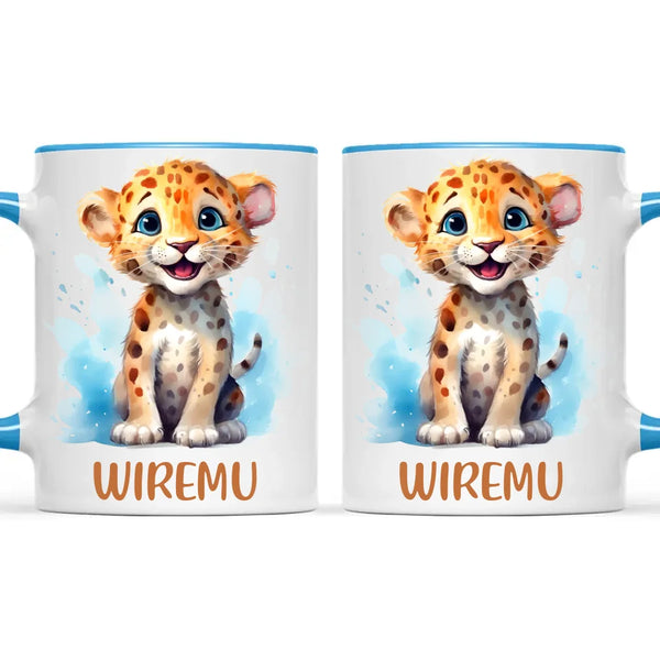 Happy Leopard Cub - Personalised Kids Mug