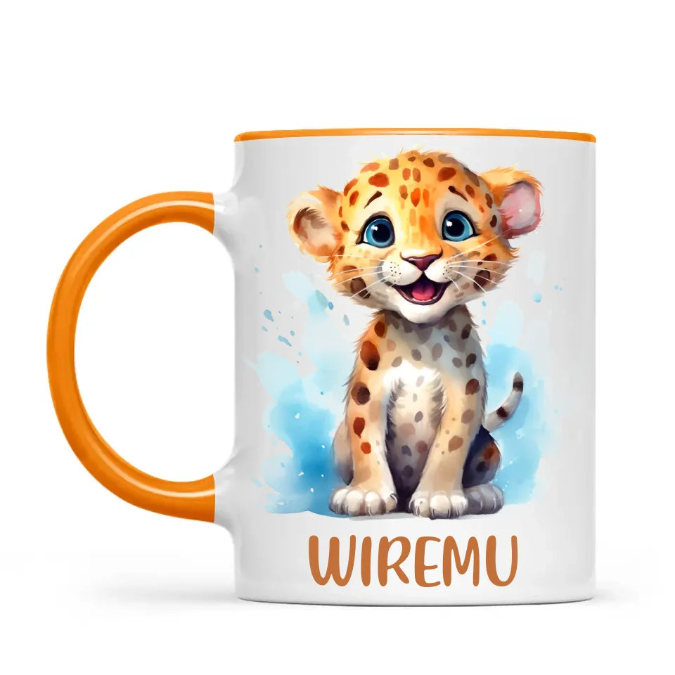 Happy Leopard Cub - Personalised Kids Mug