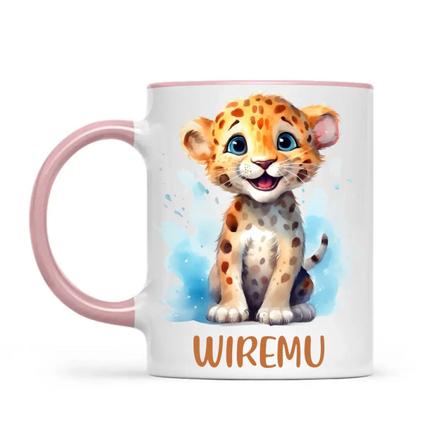 Happy Leopard Cub - Personalised Kids Mug