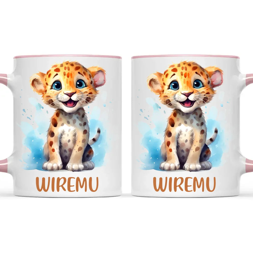 Happy Leopard Cub - Personalised Kids Mug