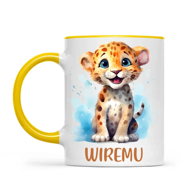 Happy Leopard Cub - Personalised Kids Mug