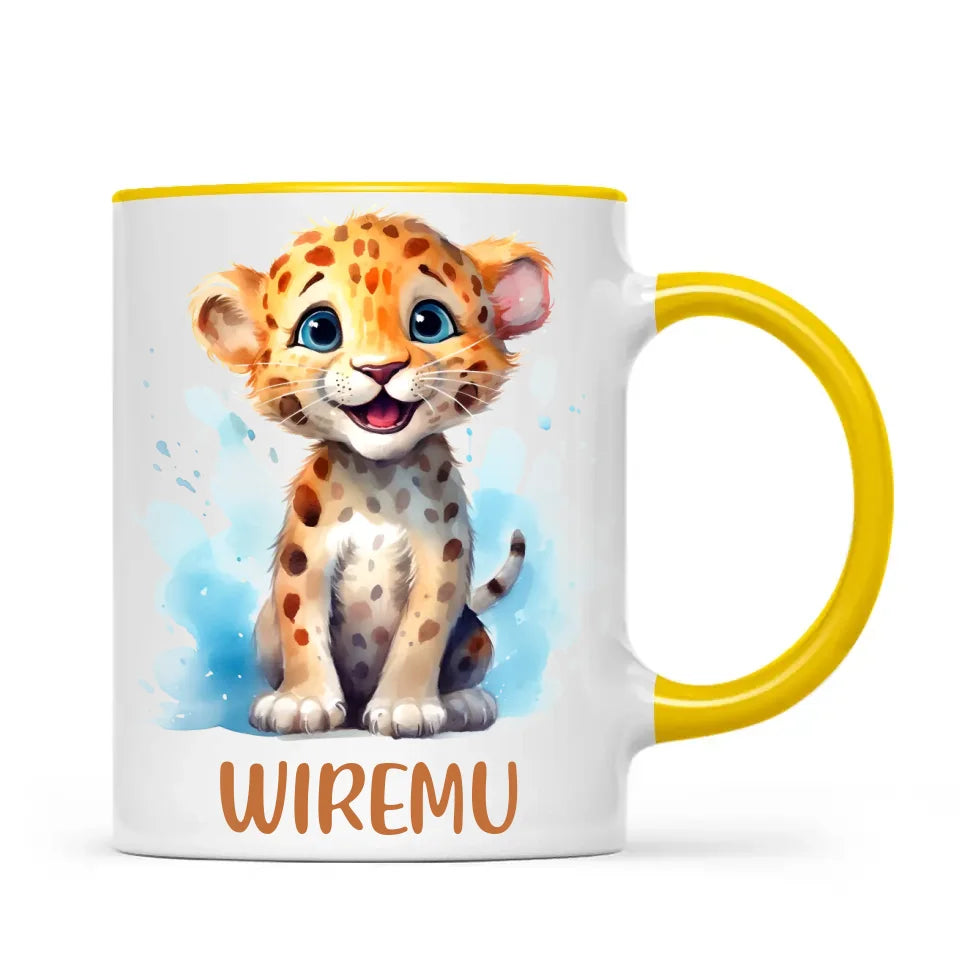 Happy Leopard Cub - Personalised Kids Mug