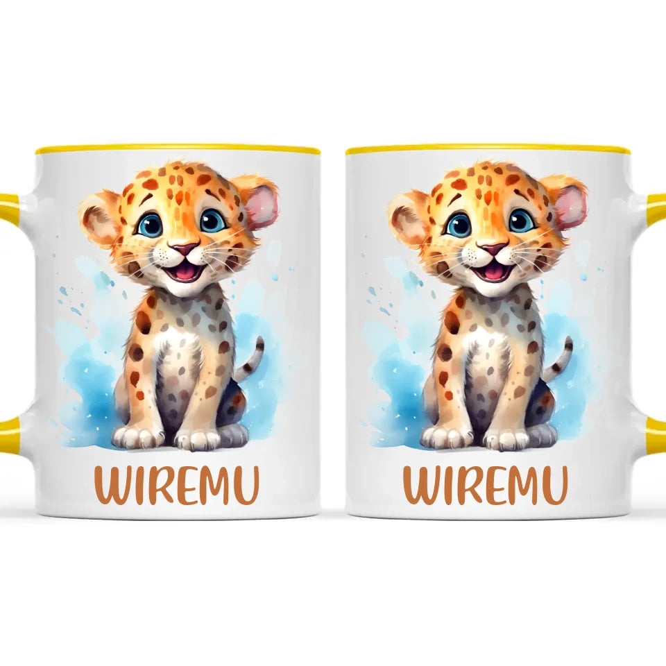 Happy Leopard Cub - Personalised Kids Mug