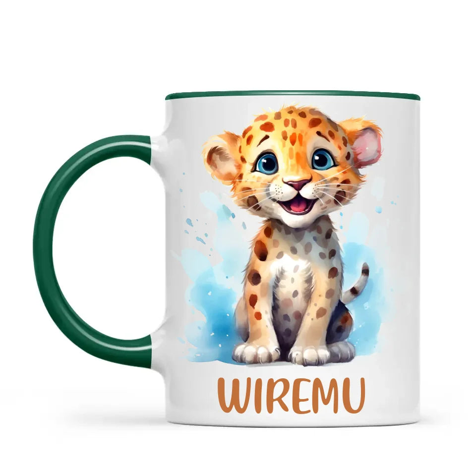 Happy Leopard Cub - Personalised Kids Mug