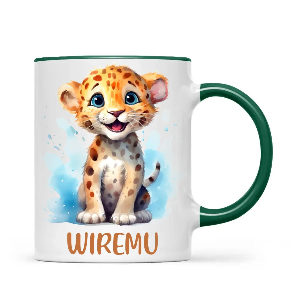 Happy Leopard Cub - Personalised Kids Mug