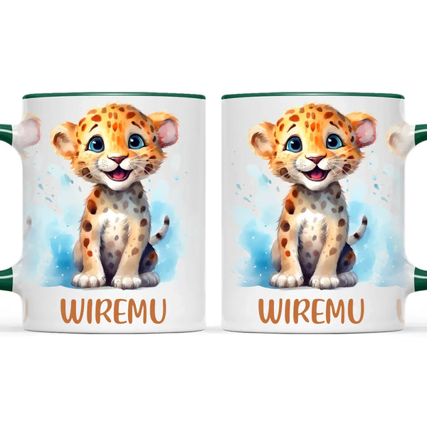 Happy Leopard Cub - Personalised Kids Mug