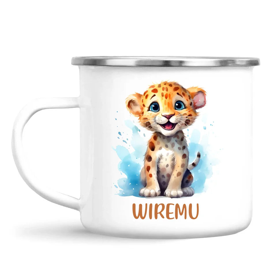 Happy Leopard Cub - Personalised Kids Mug