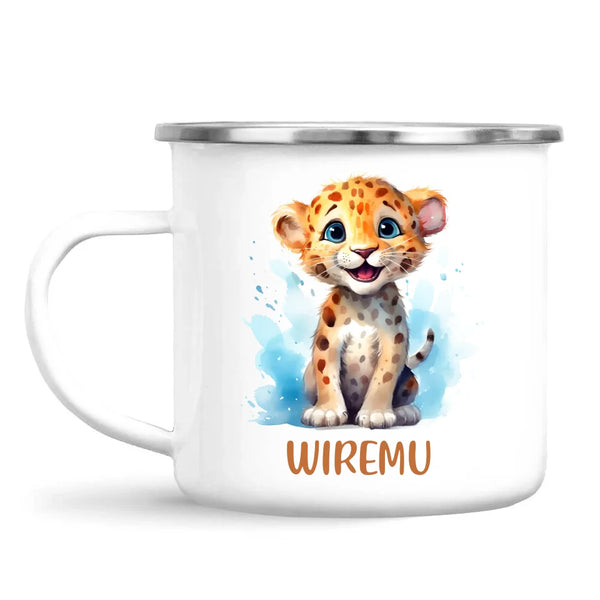 Happy Leopard Cub - Personalised Kids Mug