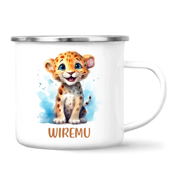 Happy Leopard Cub - Personalised Kids Mug