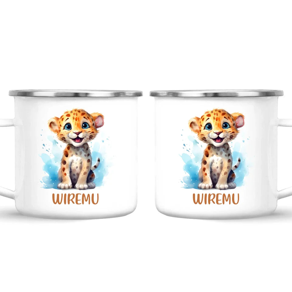 Happy Leopard Cub - Personalised Kids Mug