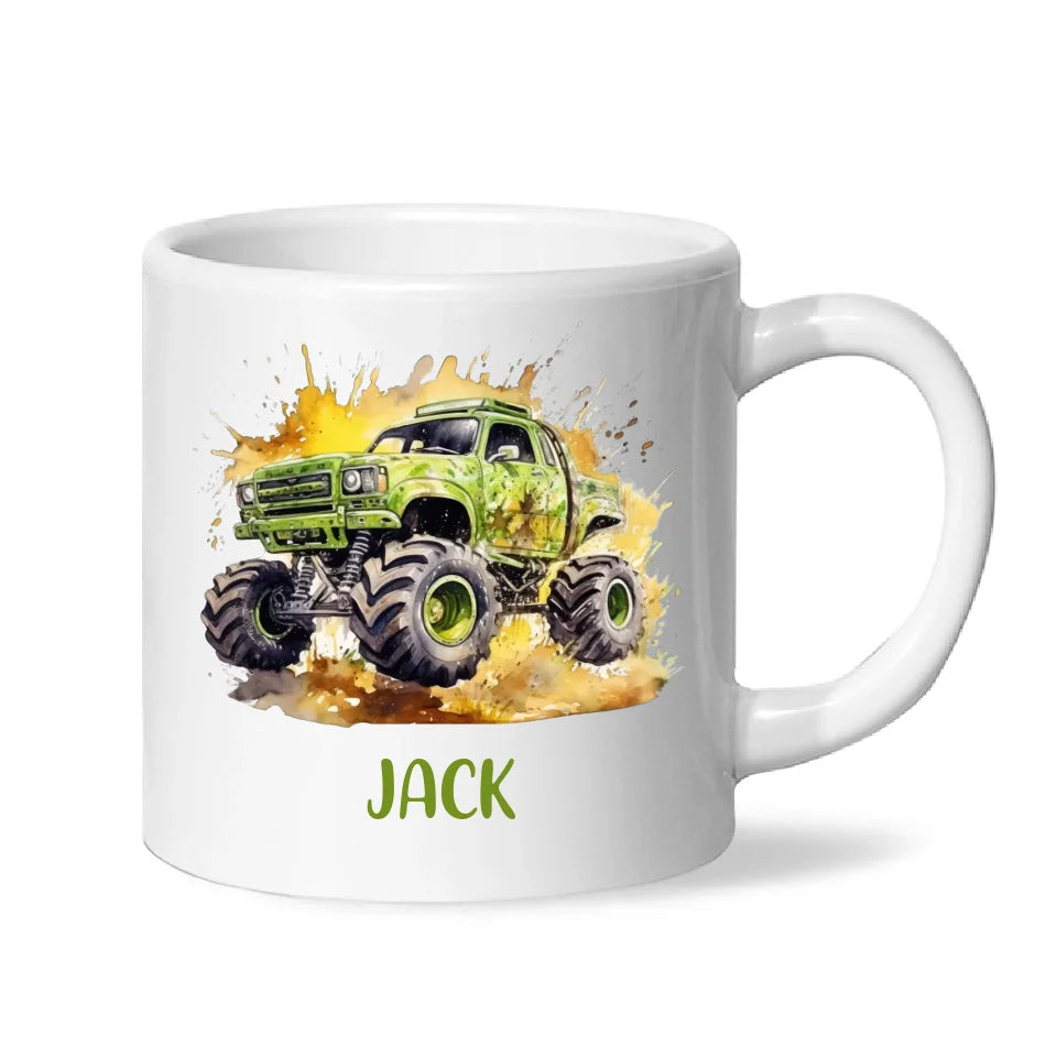 Green Giant Monster Truck - Personalised Kids Mug