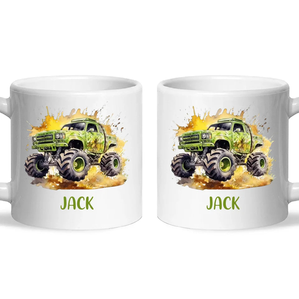 Green Giant Monster Truck - Personalised Kids Mug