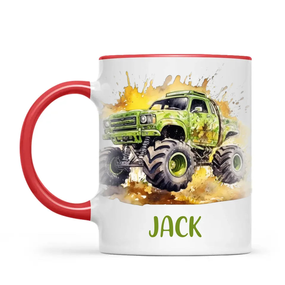 Green Giant Monster Truck - Personalised Kids Mug