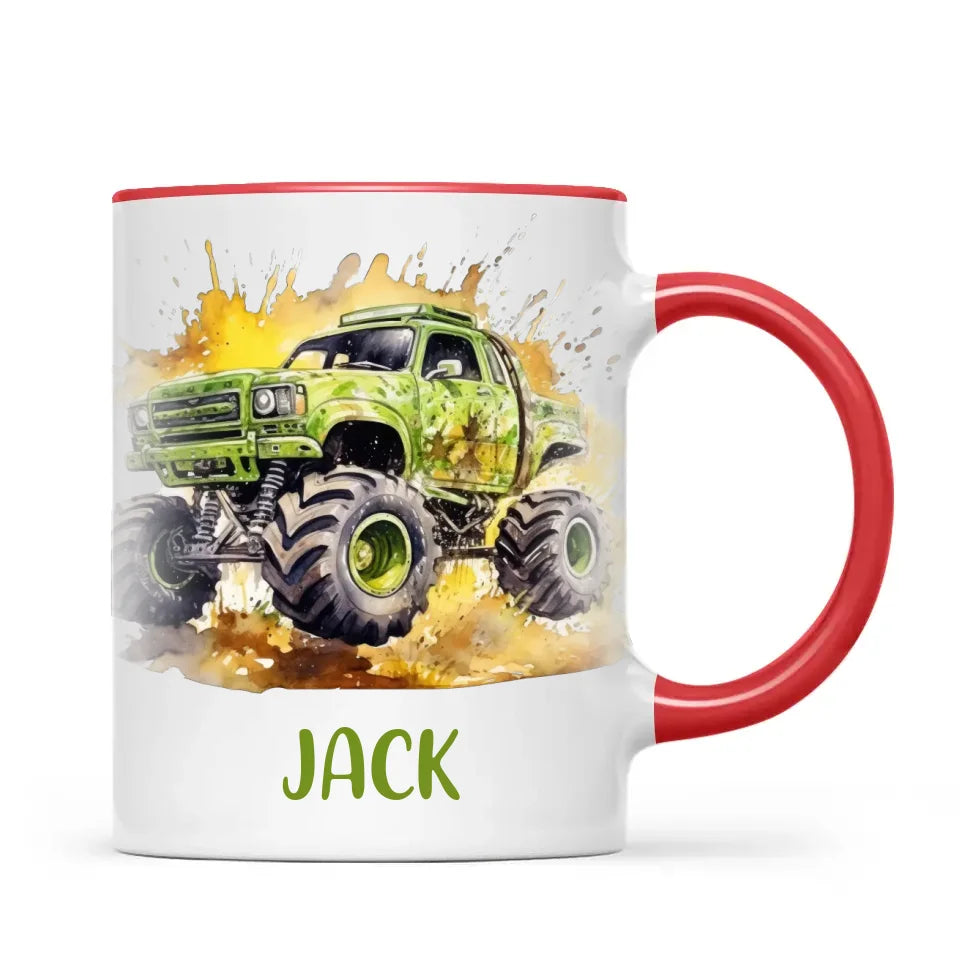 Green Giant Monster Truck - Personalised Kids Mug