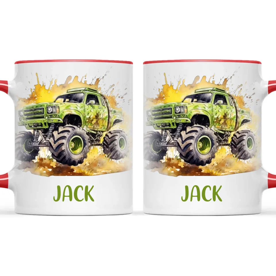 Green Giant Monster Truck - Personalised Kids Mug