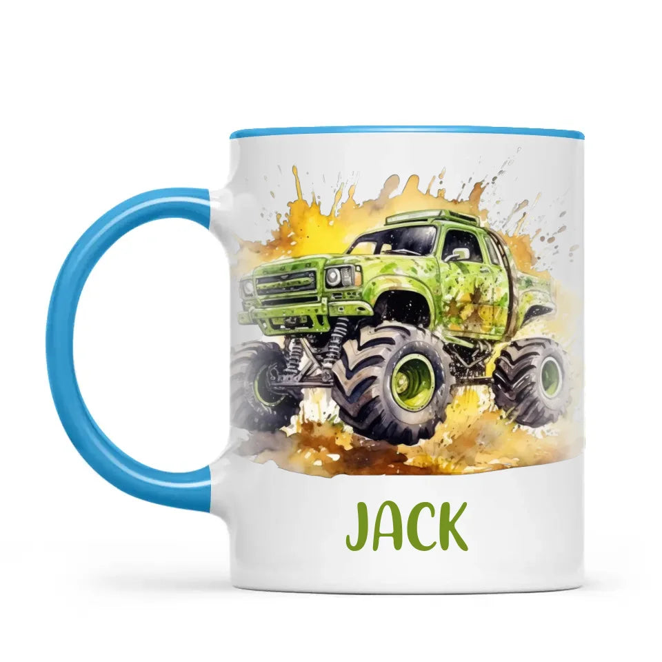 Green Giant Monster Truck - Personalised Kids Mug