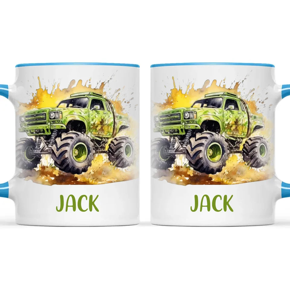 Green Giant Monster Truck - Personalised Kids Mug