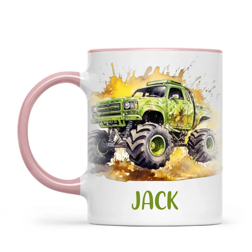 Green Giant Monster Truck - Personalised Kids Mug