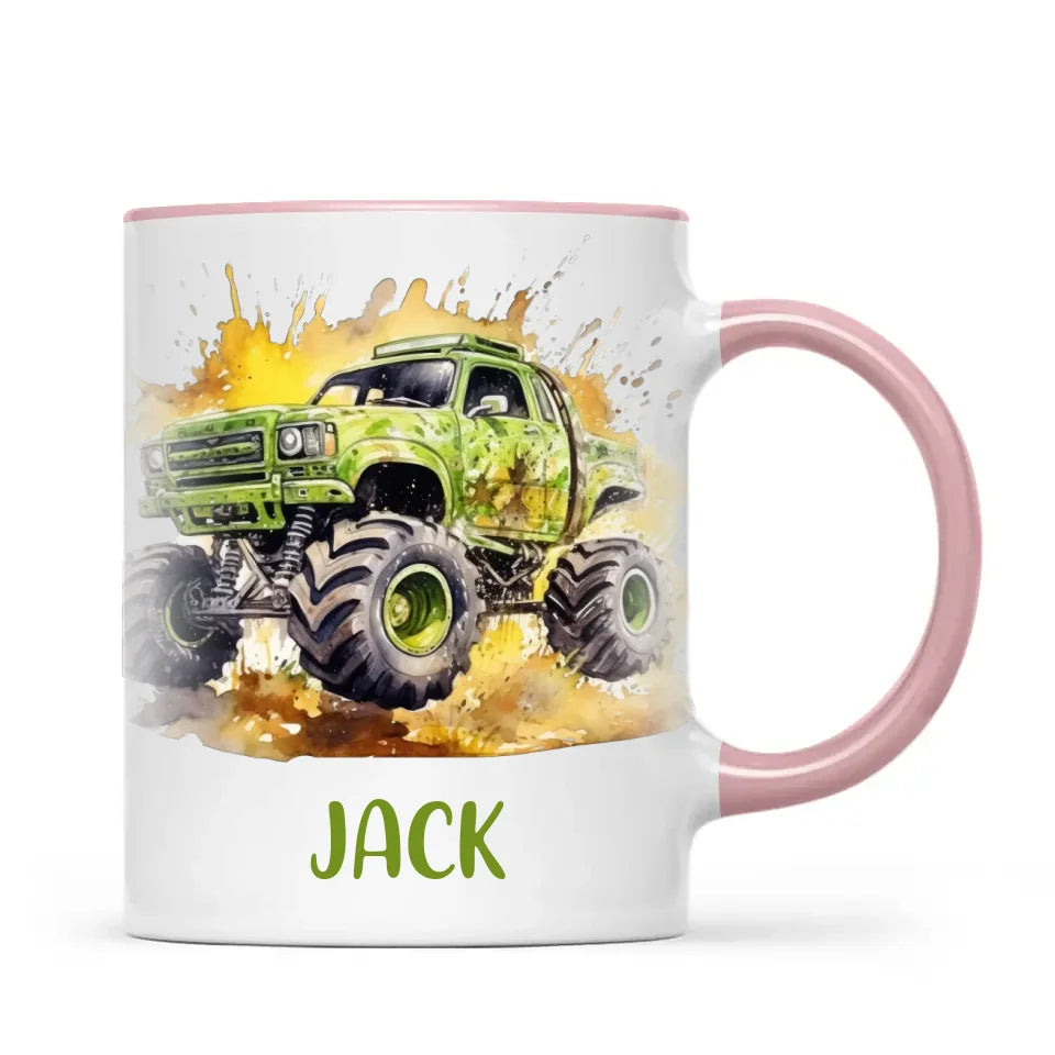 Green Giant Monster Truck - Personalised Kids Mug