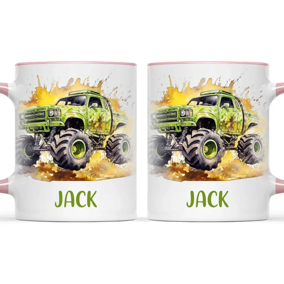 Green Giant Monster Truck - Personalised Kids Mug